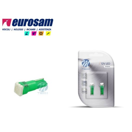 kit 2 pezzi lampada led tipo t5 12v verde concavo