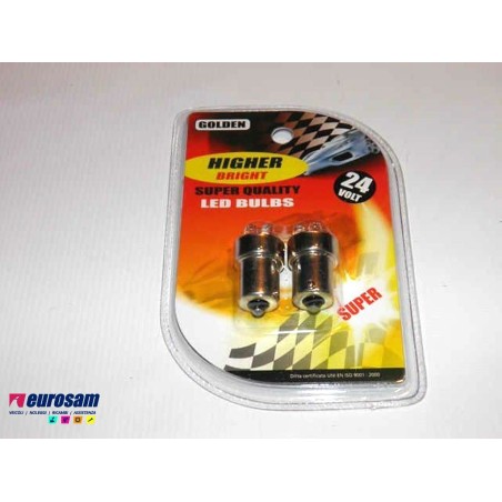 kit lampada led rossa 24v tipo ba15s - 2 pezzi