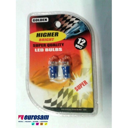 kit lampada led blu 12v tipo t10 - 2 pezzi