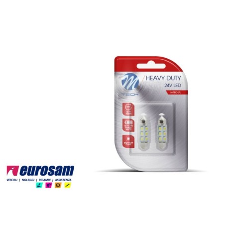 kit lampada siluro led blu 24v 36 mm tipo sv8.5 osram - 2 pezzi