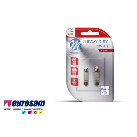 kit lampada siluro led bianca 24v 41 mm tipo sv8.5 osram - 2 pezzi