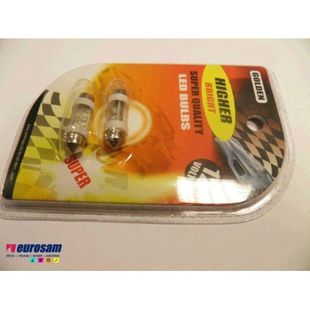 kit lampada led bianca siluro 12v tipo sv8.5 - 2 pezzi