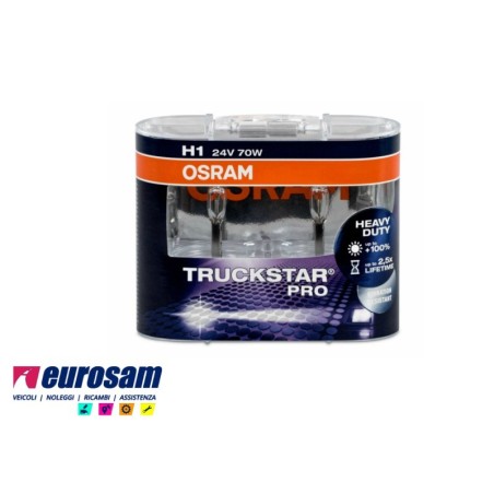 kit 2 pz lampada alogena h1 24v 70w p14,5s truckstar pro +100% osram