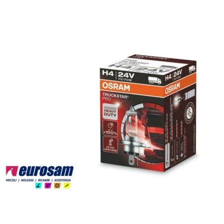 lampada alogena h4 24v 75/70w p43t truckstar pro +100% osram