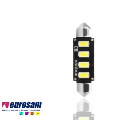 kit lampada led bianca siluro 12v tipo sv8.5 l.42mm canbus- 2 pezzi
