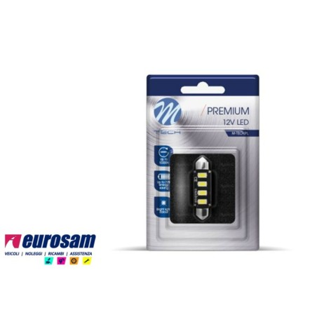 kit lampada led bianca siluro 12v tipo sv8.5 l.42mm canbus- 2 pezzi