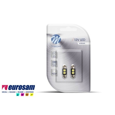 kit lampada led bianca siluro 12v tipo sv8.5 l.31mm canbus - 2 pezzi