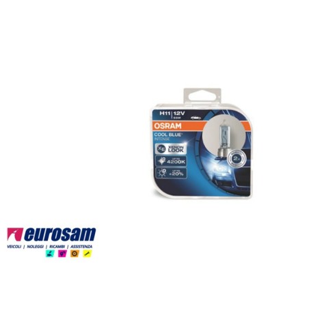 lampada alogena h11 12v 55w 4200k +20% xenon look blue intense osram
