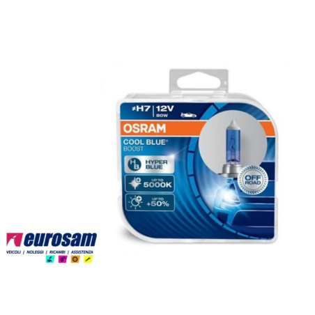 lampada alogena h7 12v 80w 5000k +150% off road cool blue osram