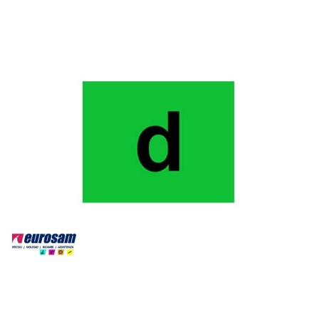 pannello adesivo pvc verde lettera d deroga/deperibile