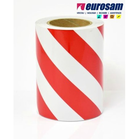 rotolo 25 mt nastro adesivo bianco rosso riflettente h.17,5 cm