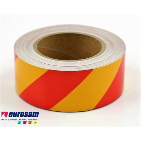 rotolo 25 mt nastro adesivo giallo rosso h.5 cm riflettente