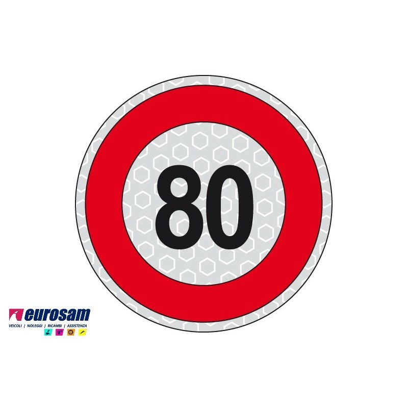 disco limite velocita' 80 km/h adesivo 5080MN