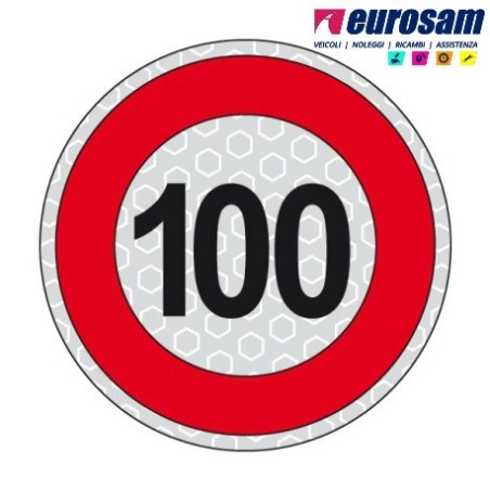 disco limite velocita' 100 km/h adesivo camion furgone rimorchio