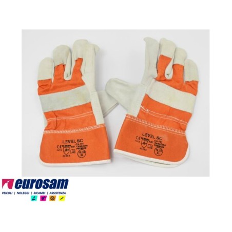 guanti da lavoro in pelle grigio-arancio misura 10