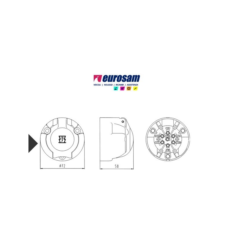 presa corrente 7 poli 12v iso 1724 tipo n plastica 101028