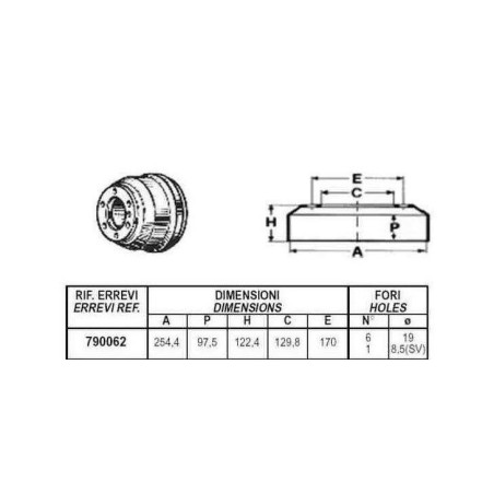 tamburo freno posteriore per autocarro iveco: serie - daily - new daily - 35.8 - 40.8 - turbodaily - 35.10 - 40.10