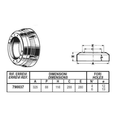 tamburo freno anteriore e posteriore per autocarro iveco: serie - 50/55.8.9.10 - 50/55f8.9.10 - 60.8 - 60f8