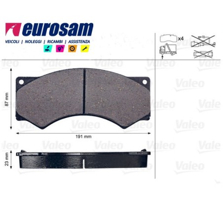 serie pasticche freno per autocarro daf: f600 - f800 - f1000 - f45 impianto frenante perrot