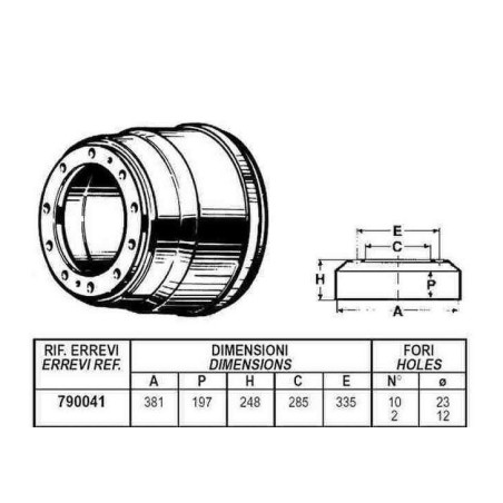 tamburo freno posteriore per autocarro iveco: serie - 170/190f26.f35 - 159.17.20 - 175.17.24 - 170/190.26.35 - 180.24.26