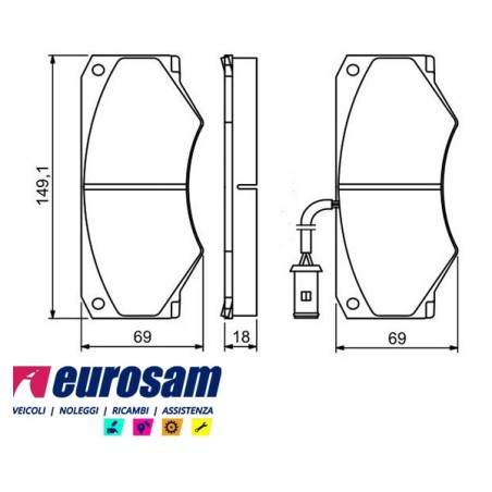 serie pasticche freno complete di indicatore di usura per autocarro iveco: daily 40.10 - 45.10 - 49.10 impianto frenante perrot