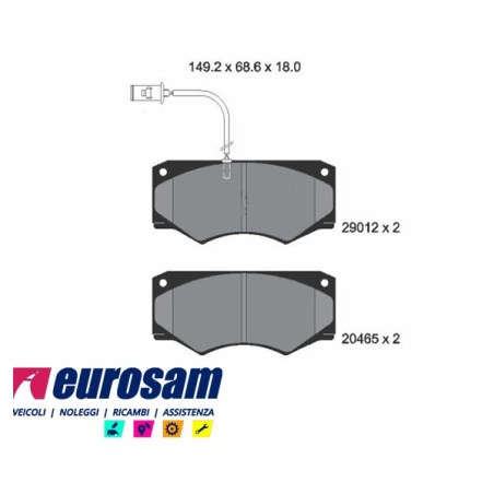 serie pasticche freno complete di indicatore di usura per autocarro iveco: daily 40.10 - 45.10 - 49.10 impianto frenante perrot