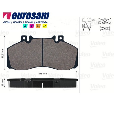 serie pasticche freno per autocarro iveco: eurocargo 60/65e10.12.14 - 75e12.14.15 - tector 65e13.15 - 75e13.15.17.18