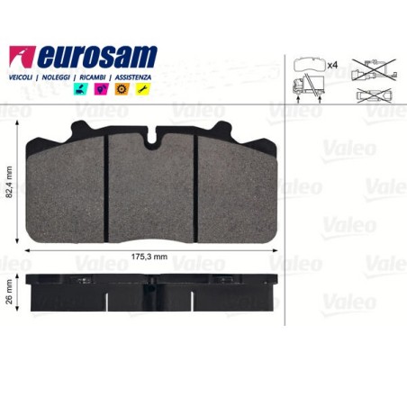 serie pasticche freno per autocarro iveco: eurocargo tector 120e17.18.21 - 120el 15.18.21 - impianto frenante wabco