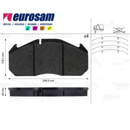 serie pasticche freno per autocarro man: f2000 - f90 - m2000- tga impianto frenante meritor