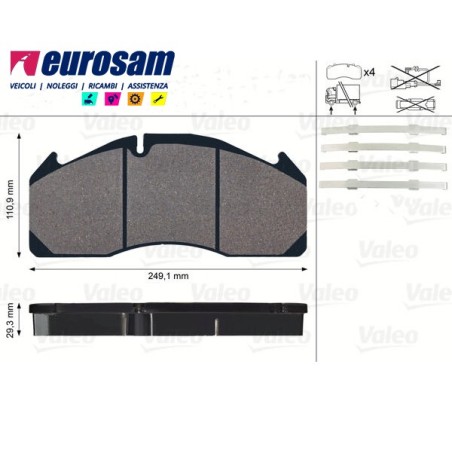 serie pasticche freno per autocarro volvo : fl6 - fm9 - fm12 - fh12 - fh16 - impianto frenante meritor