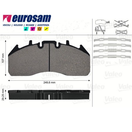 serie pasticche freno per autocarro  volvo : fh16 - fh400 - fh500 - fm400 - fm500 - fe200 - fe300 - impianto frenante  meritor