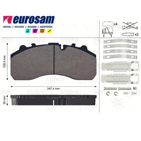 kit pastiglie pasticche freno rimorchio semirimorchio assale mercedes te4 te5