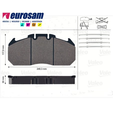 serie pasticche freno per rimorchio e semirimorchio meritor - ror :  assale  serie  lm - lc - ta - tc