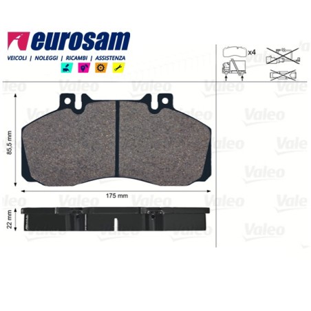 serie pasticche freno per autocarro mercedes: 609d-709d-711d-809d-811d-814d - impianto frenante perrot