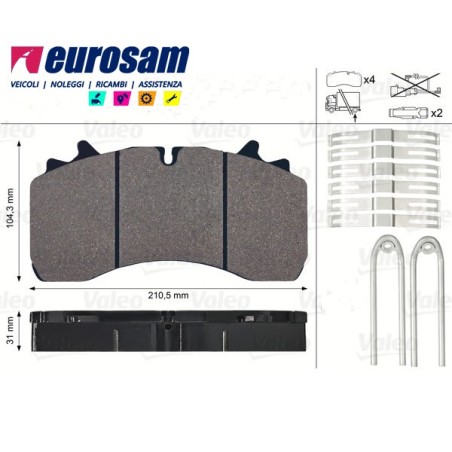 kit pastiglie pasticche freno rimorchio semirimorchio assale saf serie skrb