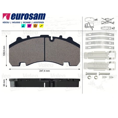 kit pastiglie pasticche freno rimorchio semirimorchio assale bpw