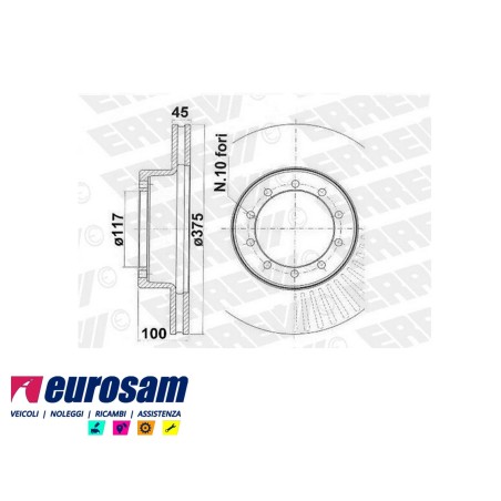 disco freni anteriore singolo senza colonnette impianto wabco per daf: lf55 (12 - 15 ton