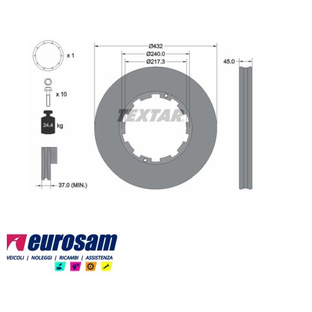 disco freni anteriore singolo senza colonnette per daf: cf65 - cf75 - cf85