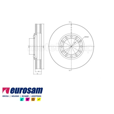 disco freni anteriore singolo senza colonnette per isuzu: serie nkr69l - nkr85l - npr75l - nqr70