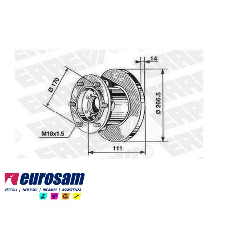 disco freni anteriore singolo con colonnette per iveco: daily  30.8 - 32.8 - 35.8 - 35.10 - 35.12 - 40.8 - 40.10