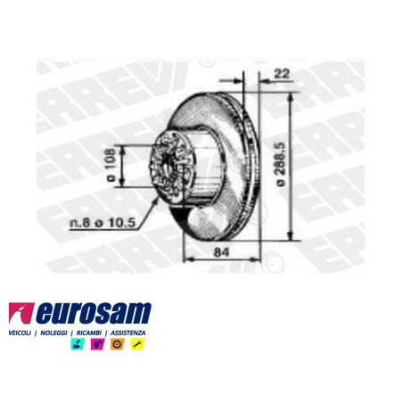 disco freni posteriore singolo senza colonnette per iveco: daily  35.8 - 35.10 - 35.12 - 49.10 - 49.12  daily 2000
