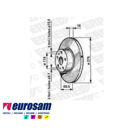 disco freni posteriore singolo senza colonnette per iveco: daily  35s9 - s10 - s11 - s12 - s13 - s15