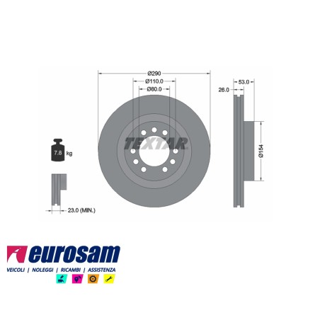 disco freni anteriore singolo senza colonnette  per iveco: daily 2000   65c11 - c13 - c15