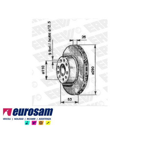 disco freni anteriore singolo senza colonnette  per iveco: daily 2000   65c11 - c13 - c15
