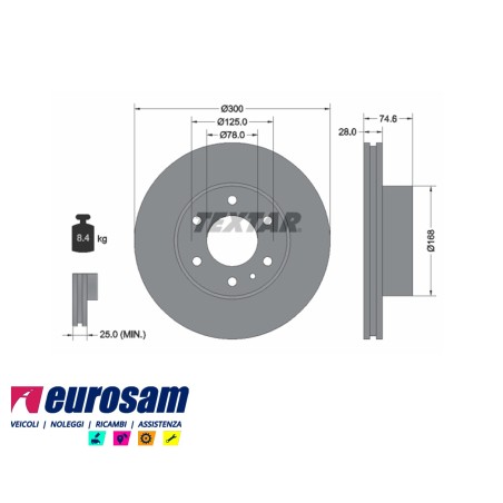 disco freni anteriore singolo senza colonnette  per iveco: daily 2006   35s12 - s14