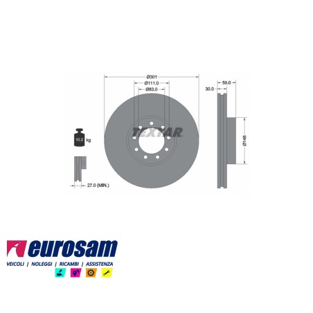 disco freni anteriore singolo senza colonnette  per iveco: daily 2006   35c14 - c17 - c18 - 65c14 - c15 - c15h - c18