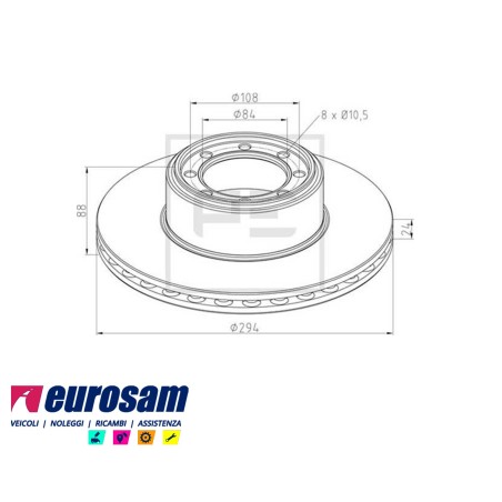 disco freni posteriore singolo iveco daily 2006 35c14 - c17 - c18