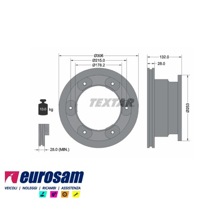 disco freni posteriore singolo senza colonnette  per iveco: daily 2006   65c15 - c18