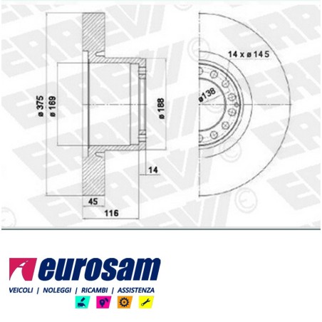 disco freni rimorchio - semirimorchio singolo senza colonnette per assale meritor serie ta e tc