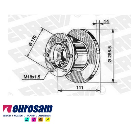 disco freni anteriore singolo con colonnette per iveco: daily - new daily - turbo daily - daily duty